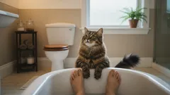 The real reason your cat waits outside the bathroom door